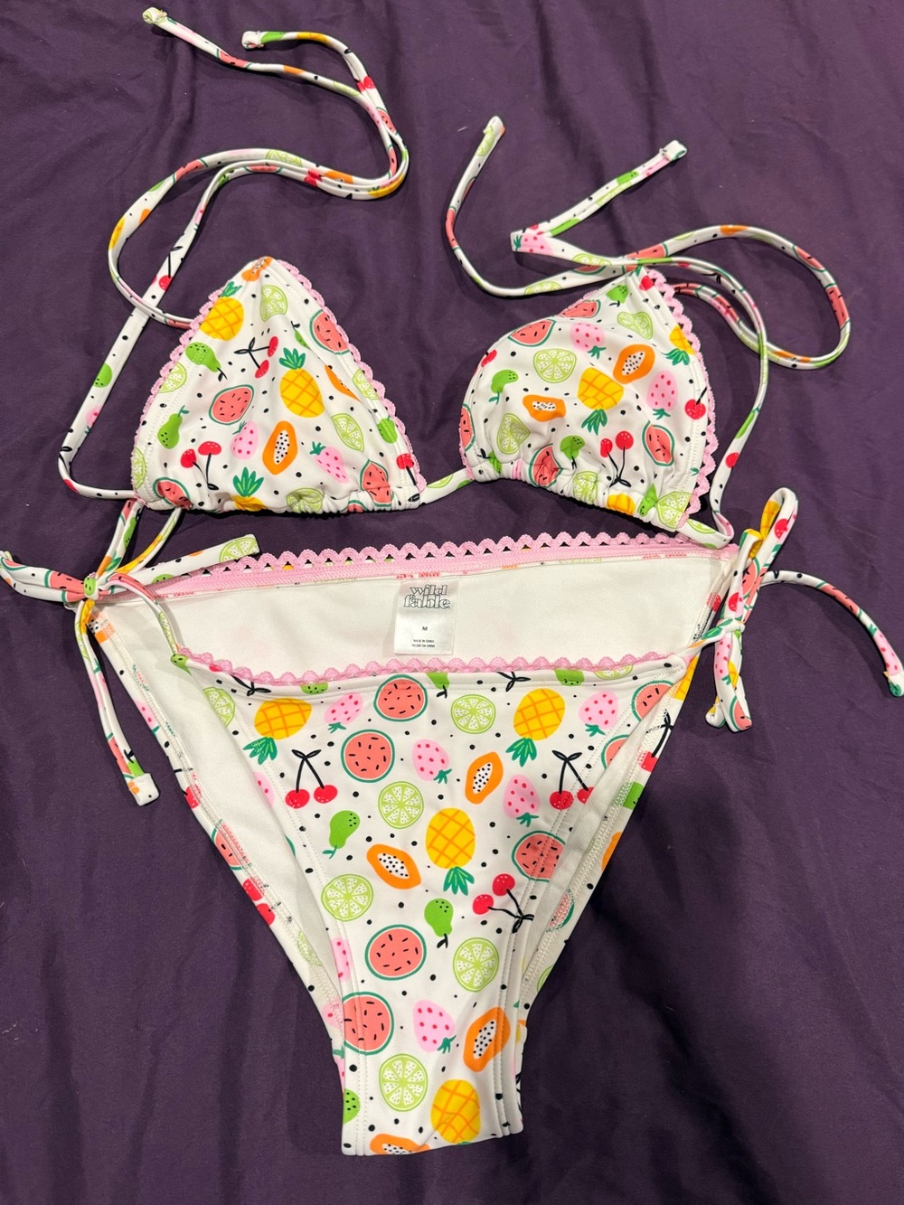 wild fable White Bikini Bottom with Multicolor Fruit Print